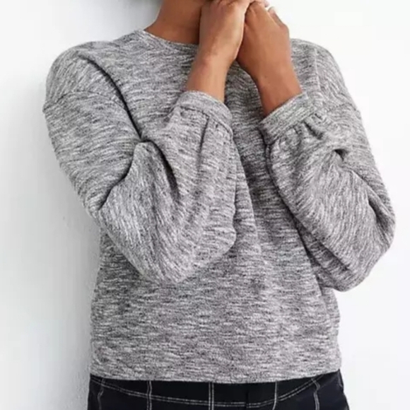 Madewell Balloon Sleeve Textured Crewneck Sweatshirt - Picture 1 of 5